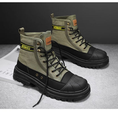Men’s Breathable Canvas High-Top Casual Boots