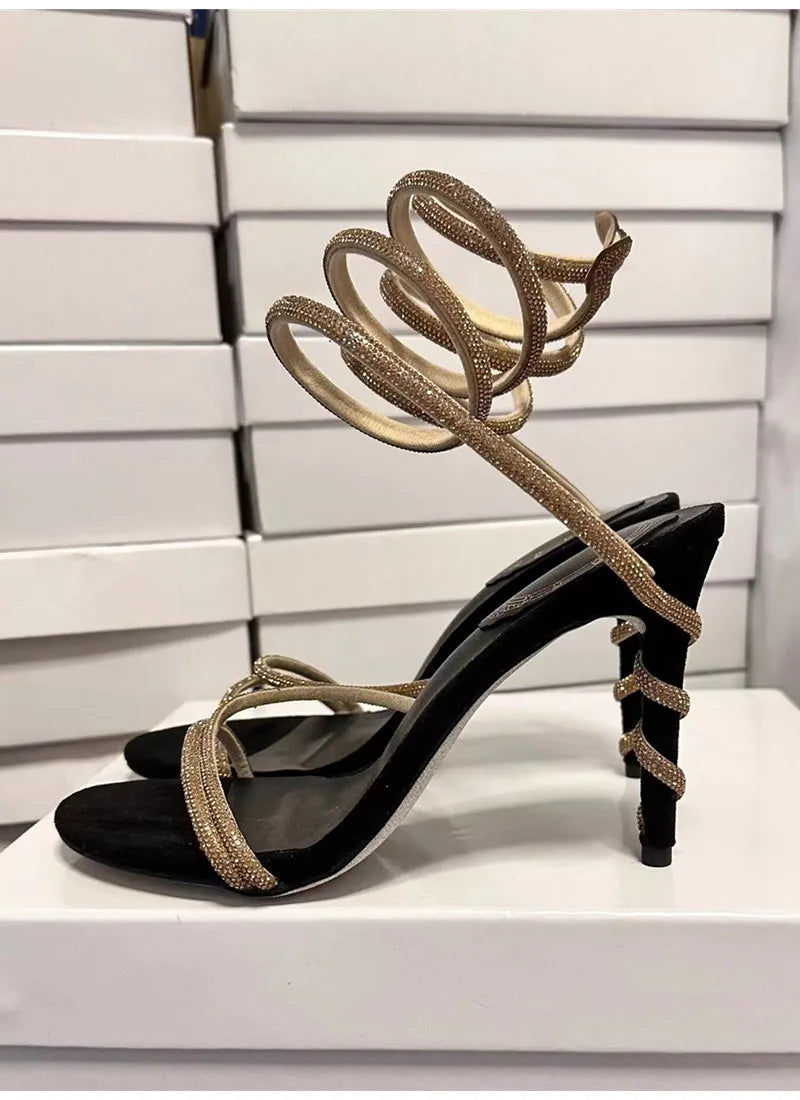 Women’s Crystal Snake Coiled Stiletto Sandals