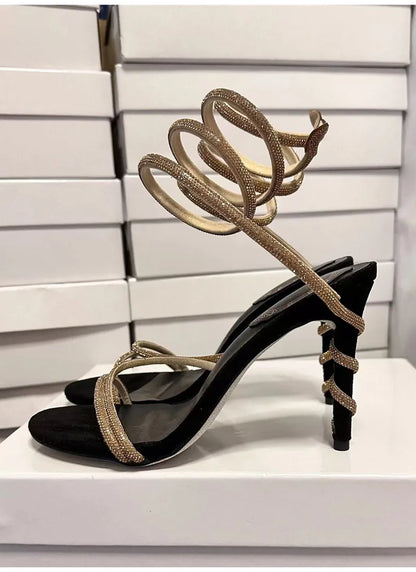 Women’s Crystal Snake Coiled Stiletto Sandals