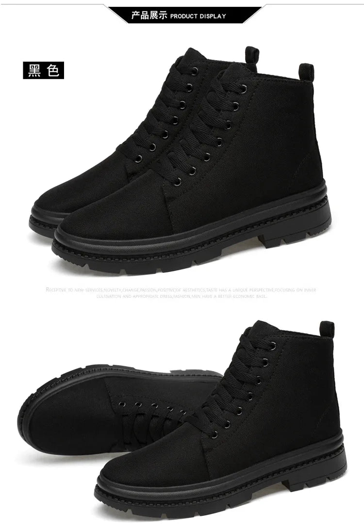 Men’s Hidden Heel Canvas Elevator Boots