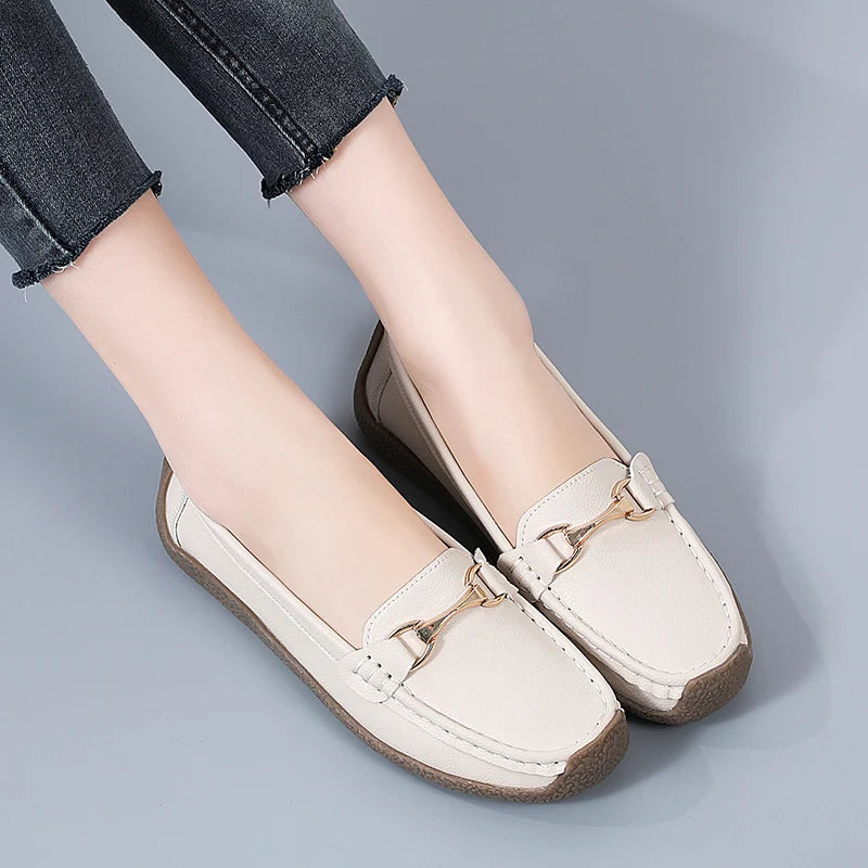 Women’s Leather Slip-On Casual Moccasin Flats