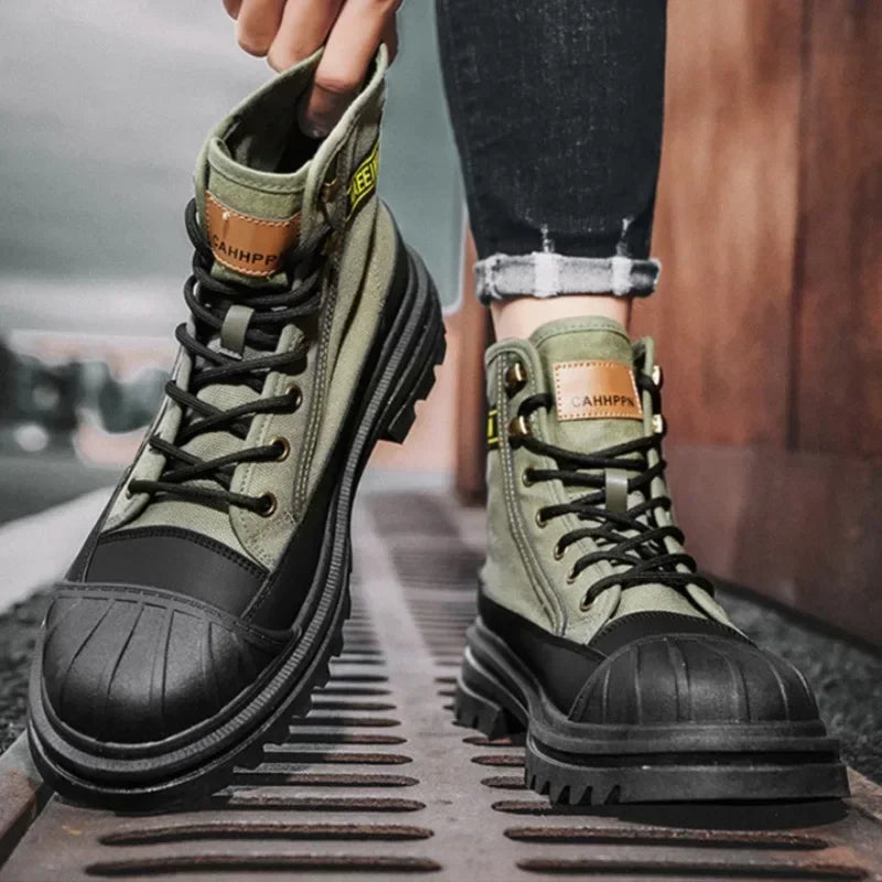 Men’s Breathable Canvas High-Top Casual Boots