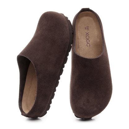 Anti-Slip Leather Clogs with Arch Support