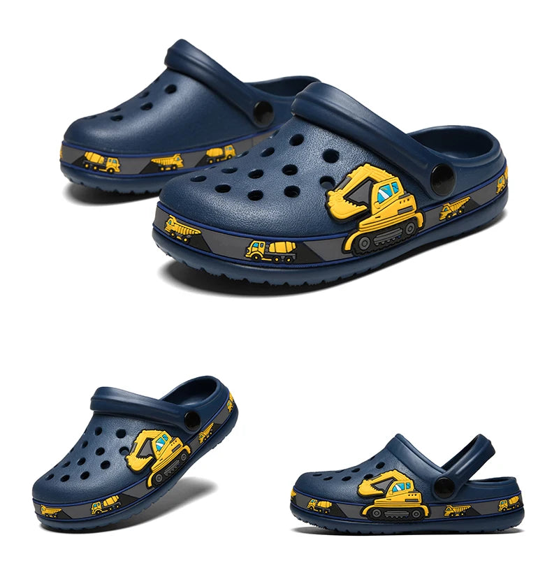 Baby Boys Cartoon Excavator Clogs