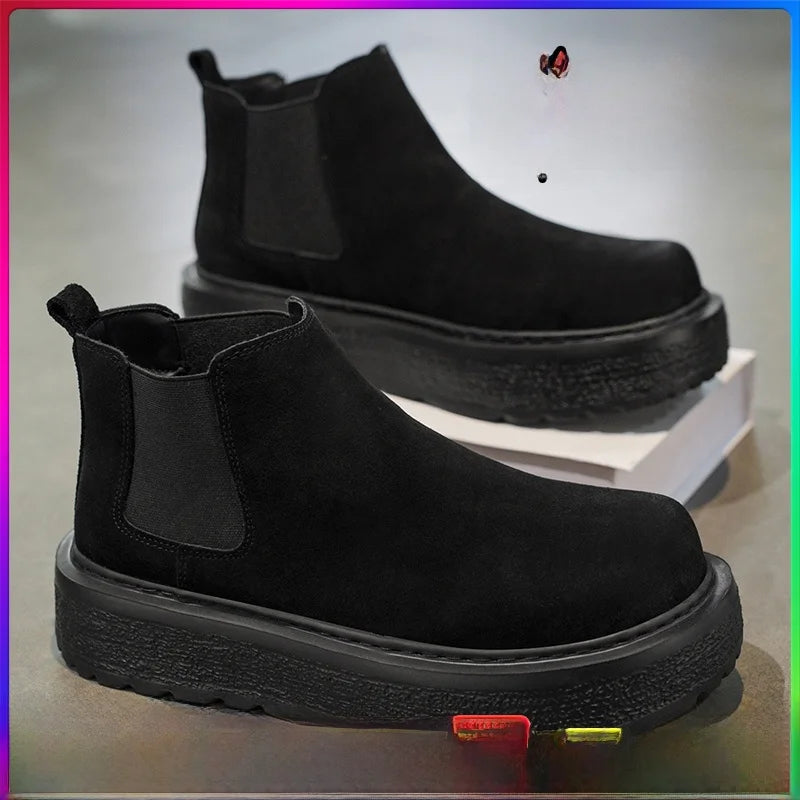 Men Retro Faux Suede Chelsea Boots