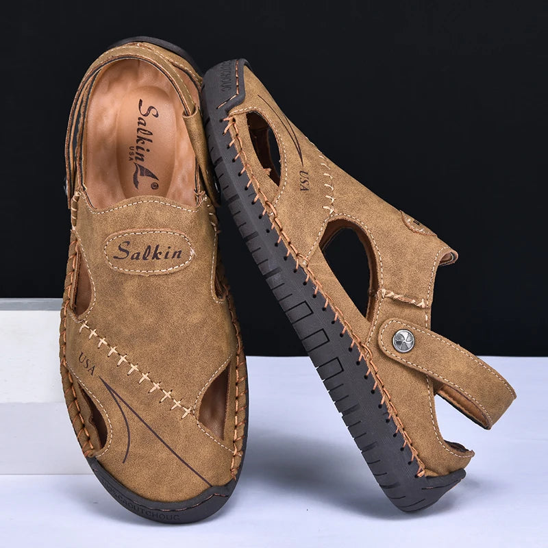 Men’s Handmade Leather Breathable Summer Sandals