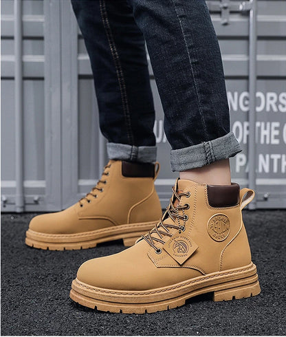 Men’s High-Top Leather Motorcycle Boots