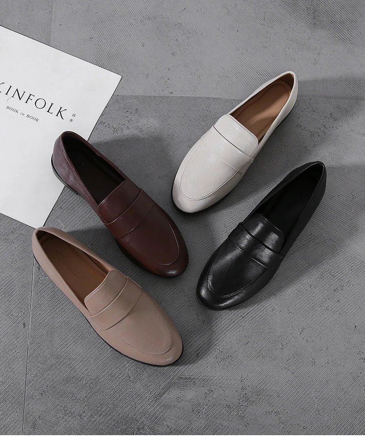 Women’s Vintage Leather Loafers Casual Flats