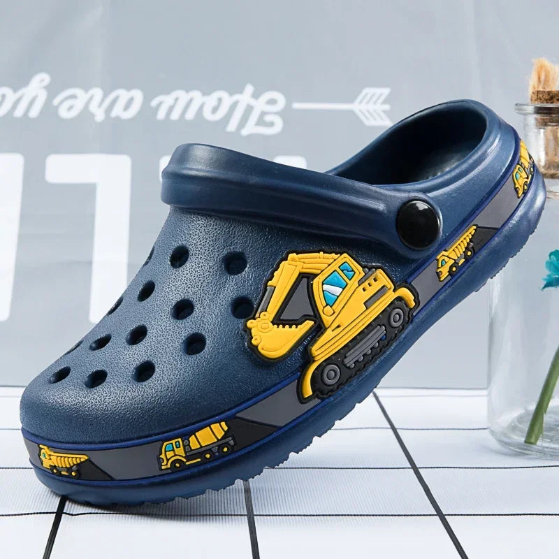 Baby Boys Cartoon Excavator Clogs