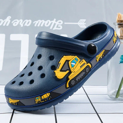 Baby Boys Cartoon Excavator Clogs
