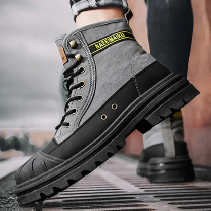 Men’s Breathable Canvas High-Top Casual Boots