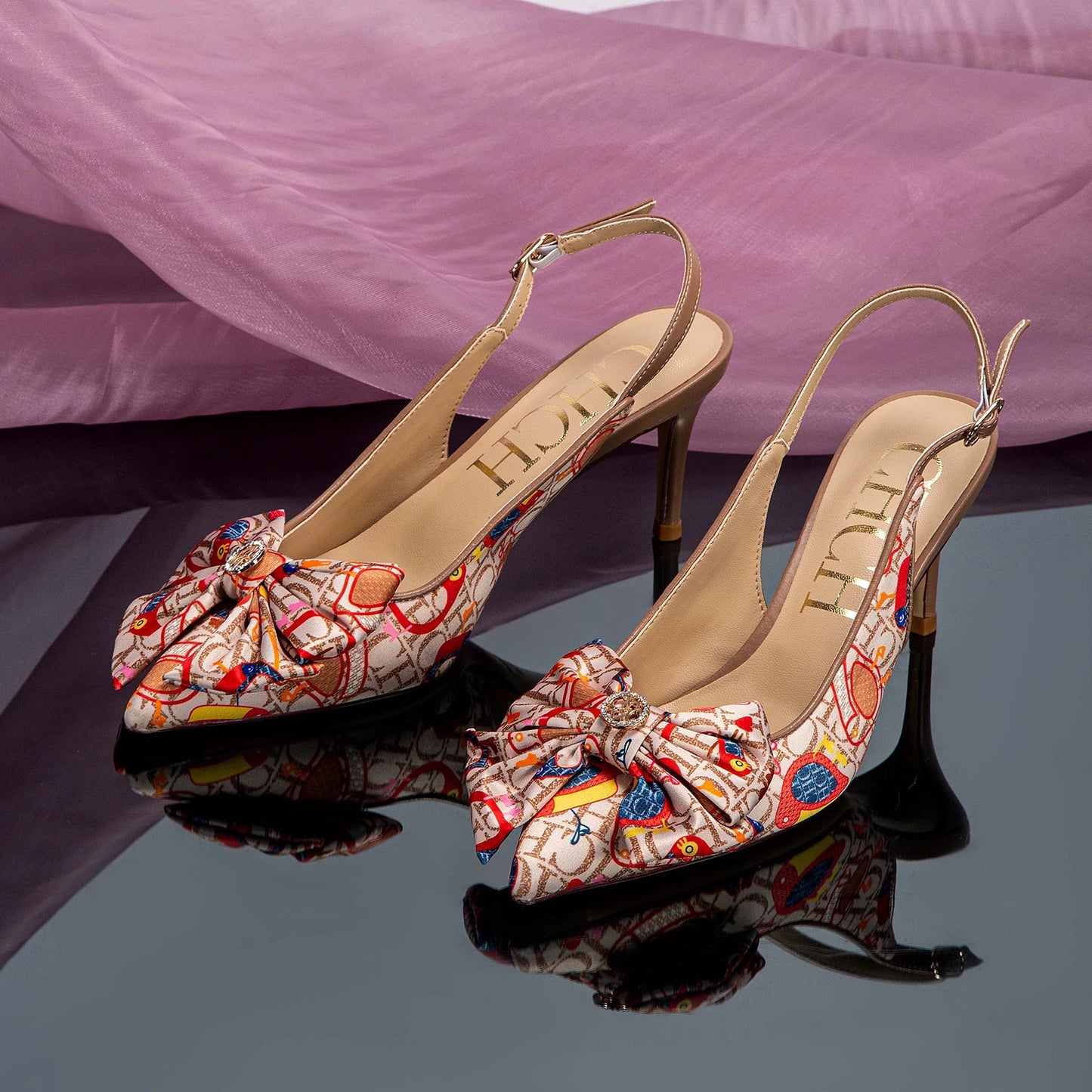 Women’s High Heel Sandals with Unique Print