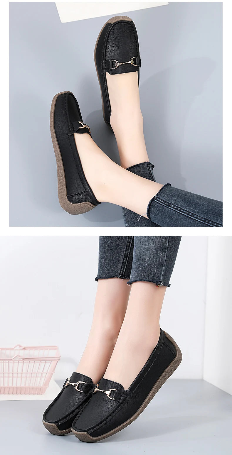 Women’s Leather Slip-On Casual Moccasin Flats
