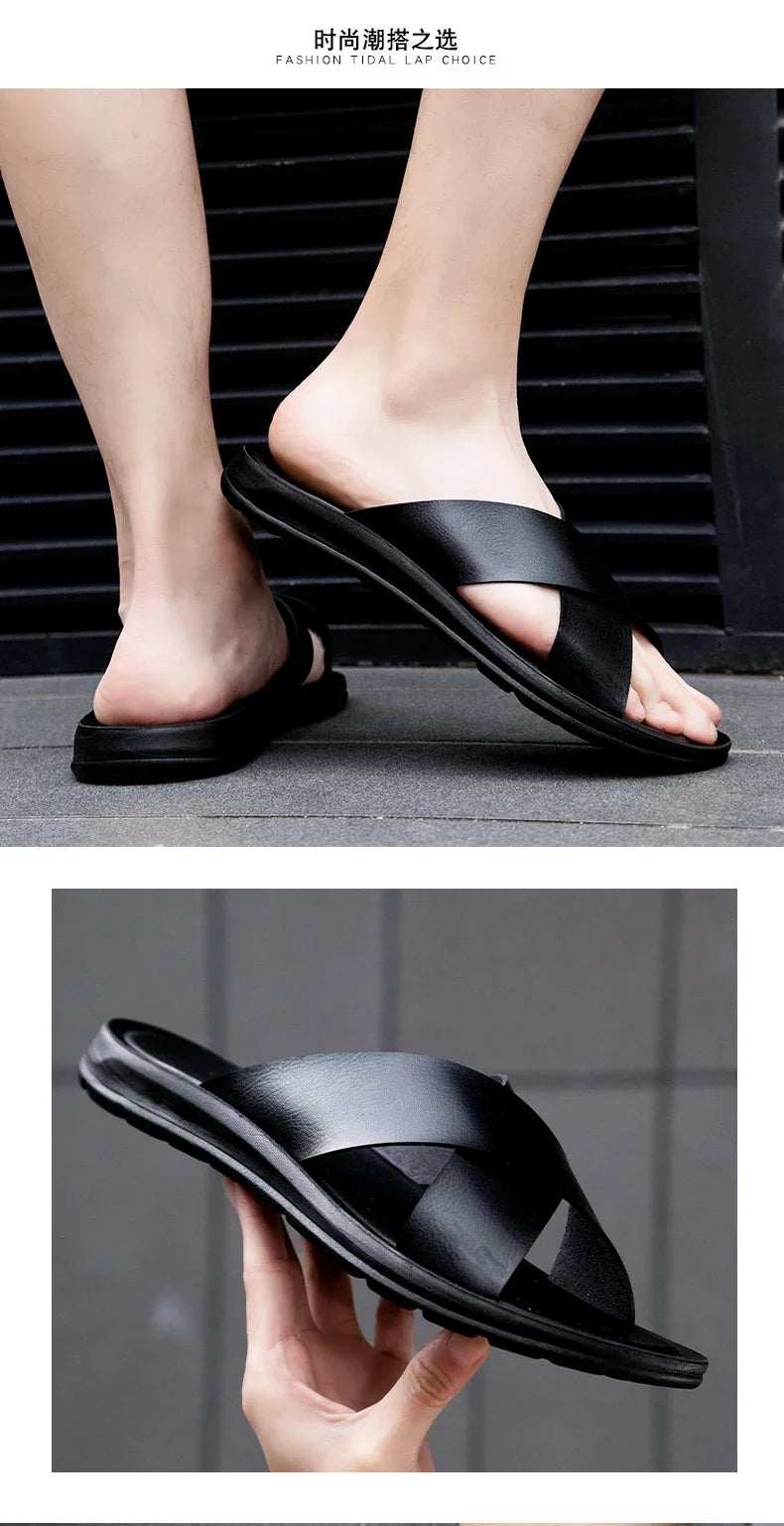 Men’s Leather Roman Open-Toe Summer Sandals