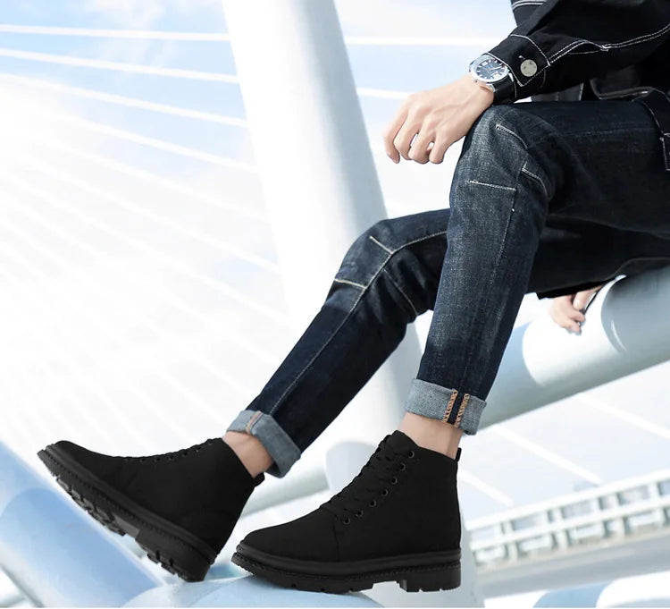Men’s Hidden Heel Canvas Elevator Boots