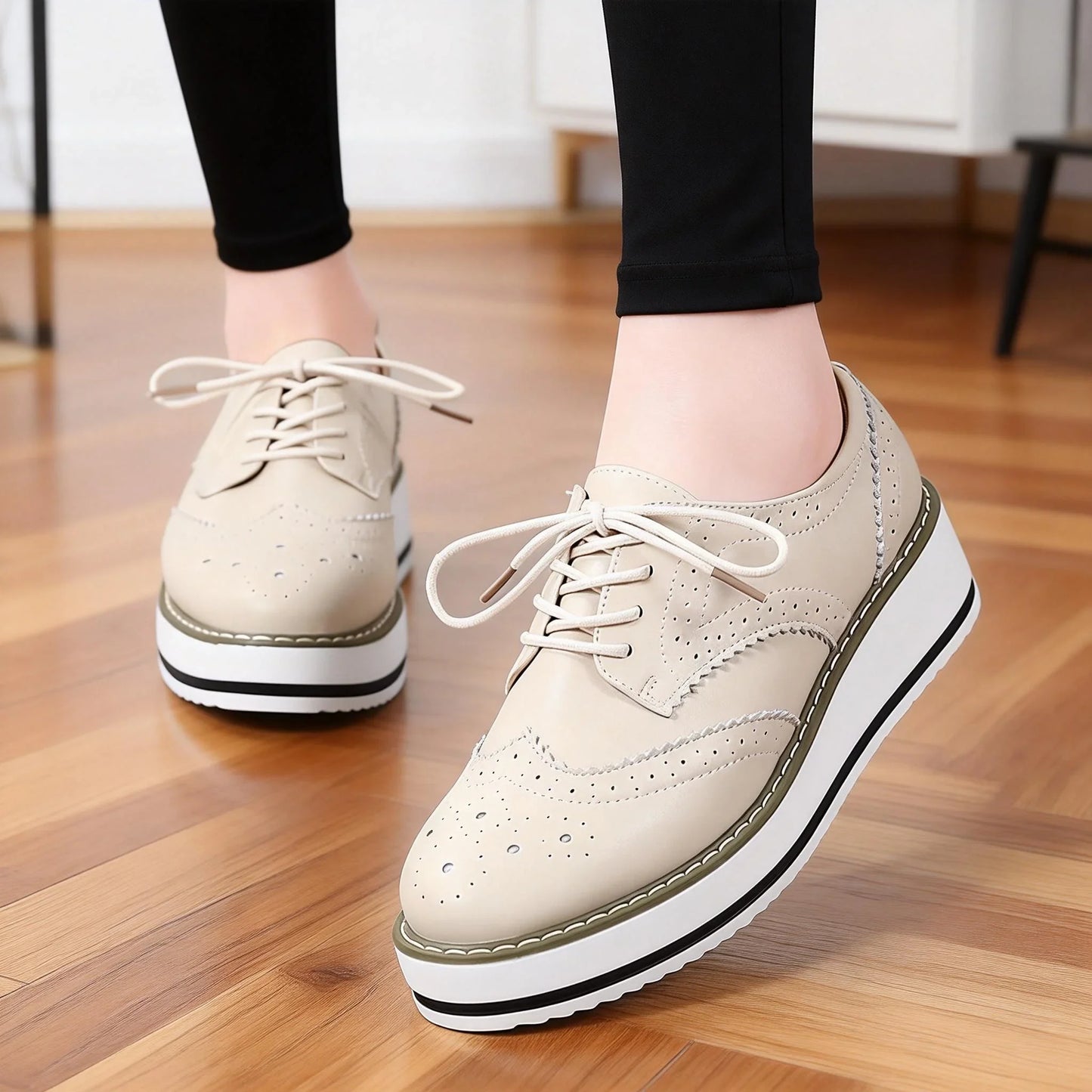 Women’s Leather Oxford Flats Lace-Up Brogues
