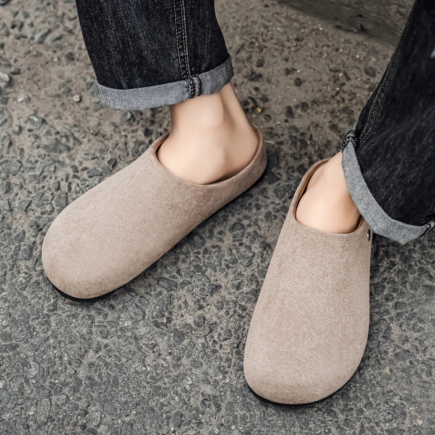 Unisex Leather Slip-On Summer Flats