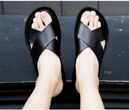Men’s Leather Roman Open-Toe Summer Sandals