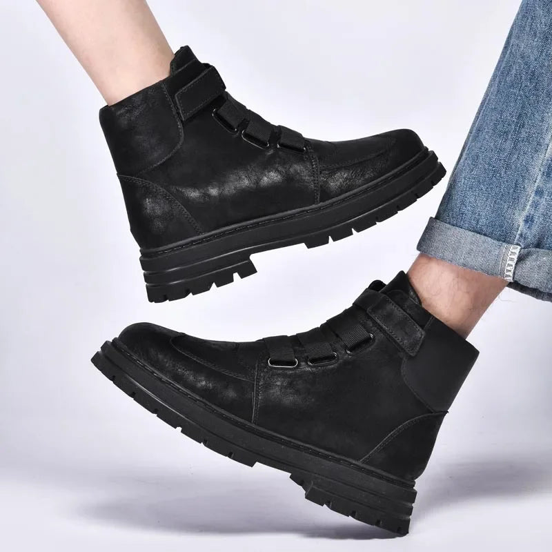 Unisex Leather Zipper Winter Boots Large Size