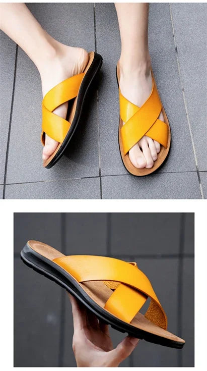 Men’s Leather Roman Open-Toe Summer Sandals