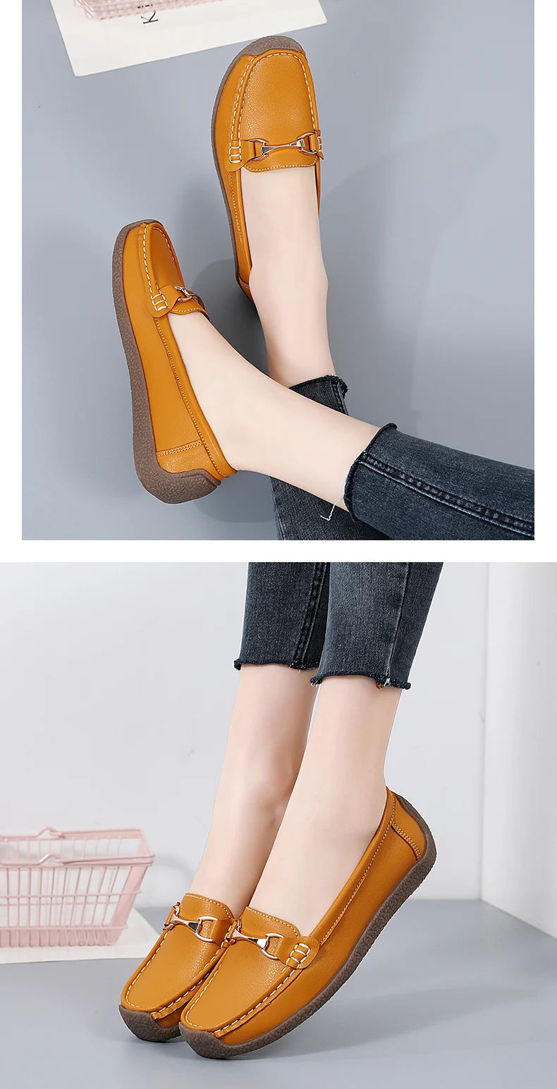 Women’s Leather Slip-On Casual Moccasin Flats