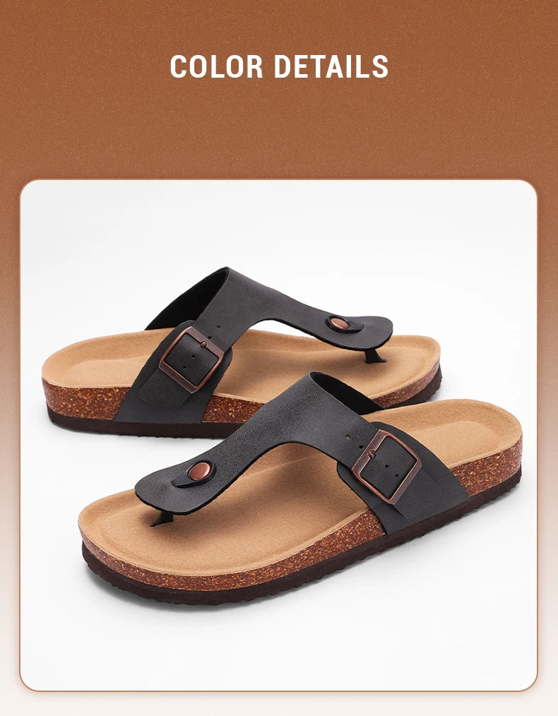 Men’s Summer Cork Slippers with Arch Support