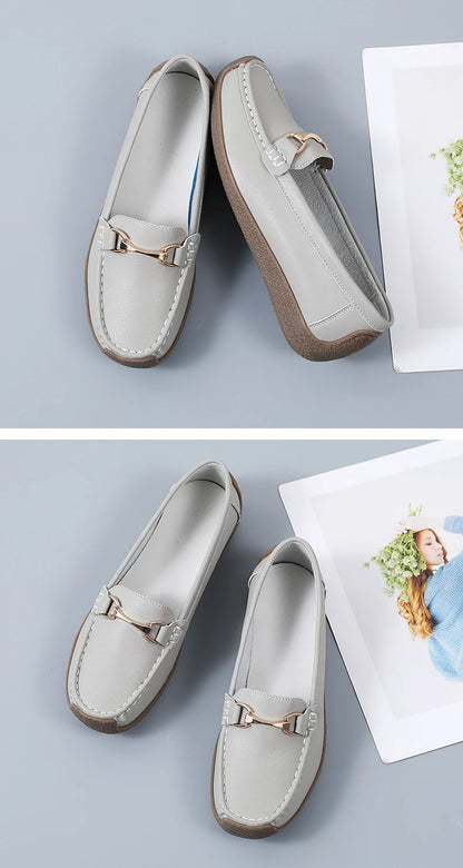 Women’s Leather Slip-On Casual Moccasin Flats