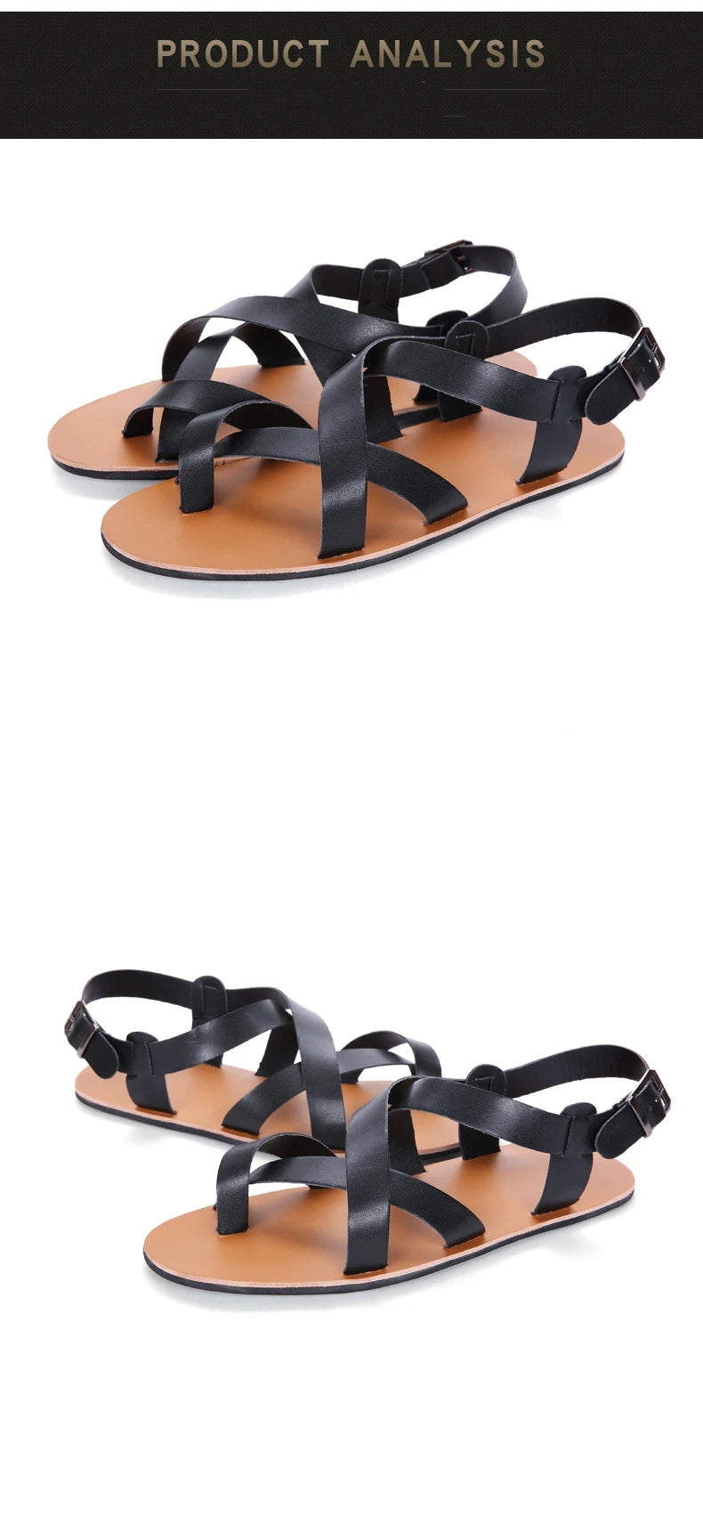 Men’s Leather Vintage Buckle Gladiator Sandals