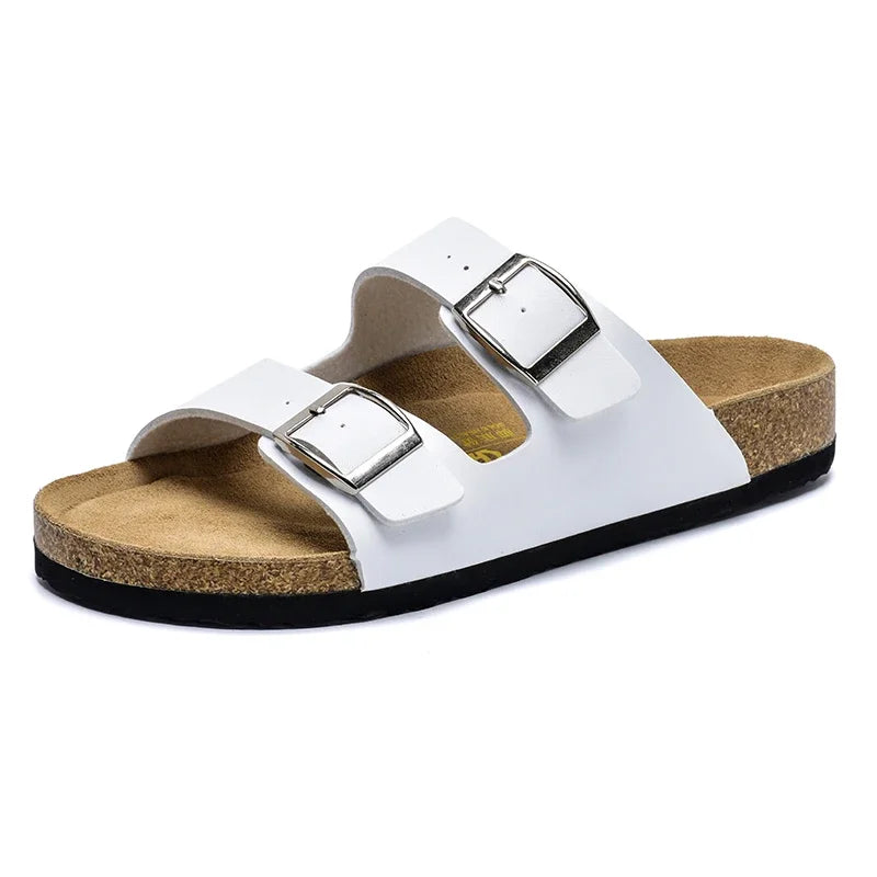 Men Brown Cork Faux Suede Sandals
