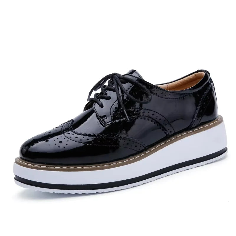 Women’s Leather Oxford Flats Lace-Up Brogues