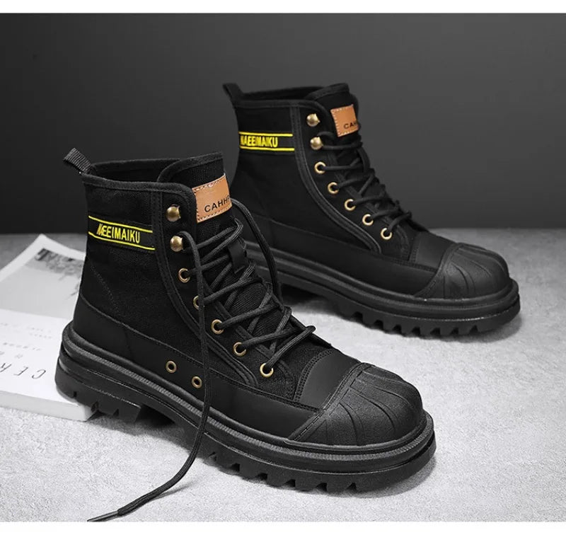 Men’s Breathable Canvas High-Top Casual Boots