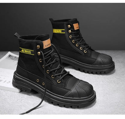 Men’s Breathable Canvas High-Top Casual Boots