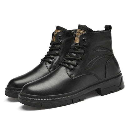 Men’s Genuine Leather Black Ankle Boots