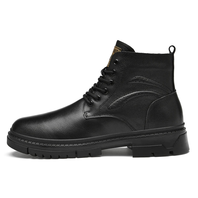Men’s Genuine Leather Black Ankle Boots