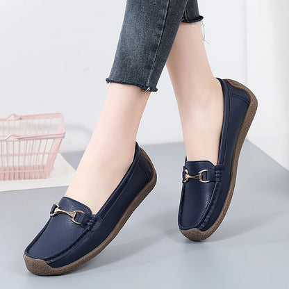 Women’s Leather Slip-On Casual Moccasin Flats