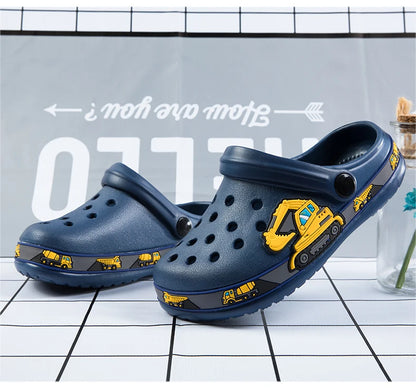 Baby Boys Cartoon Excavator Clogs