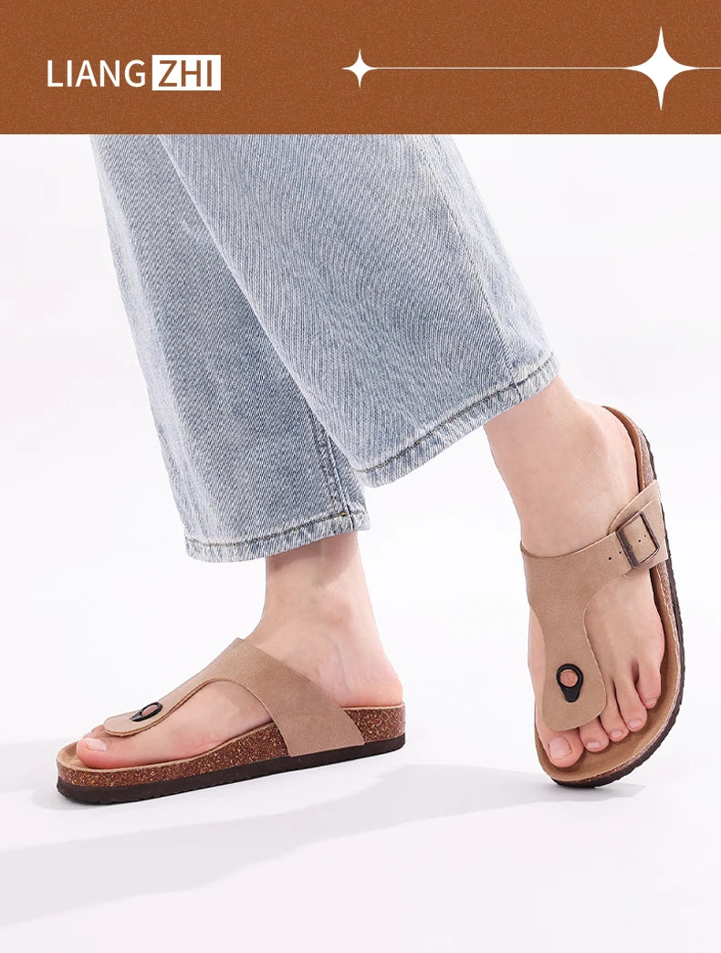 Men’s Summer Cork Slippers with Arch Support