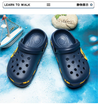 Baby Boys Cartoon Excavator Clogs