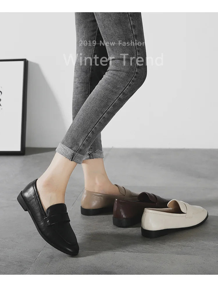 Women’s Vintage Leather Loafers Casual Flats