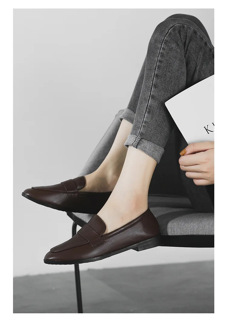 Women’s Vintage Leather Loafers Casual Flats