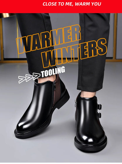 Men’s Leather Ankle Chelsea Buckle Boots
