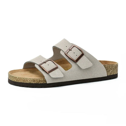 Men Brown Cork Faux Suede Sandals