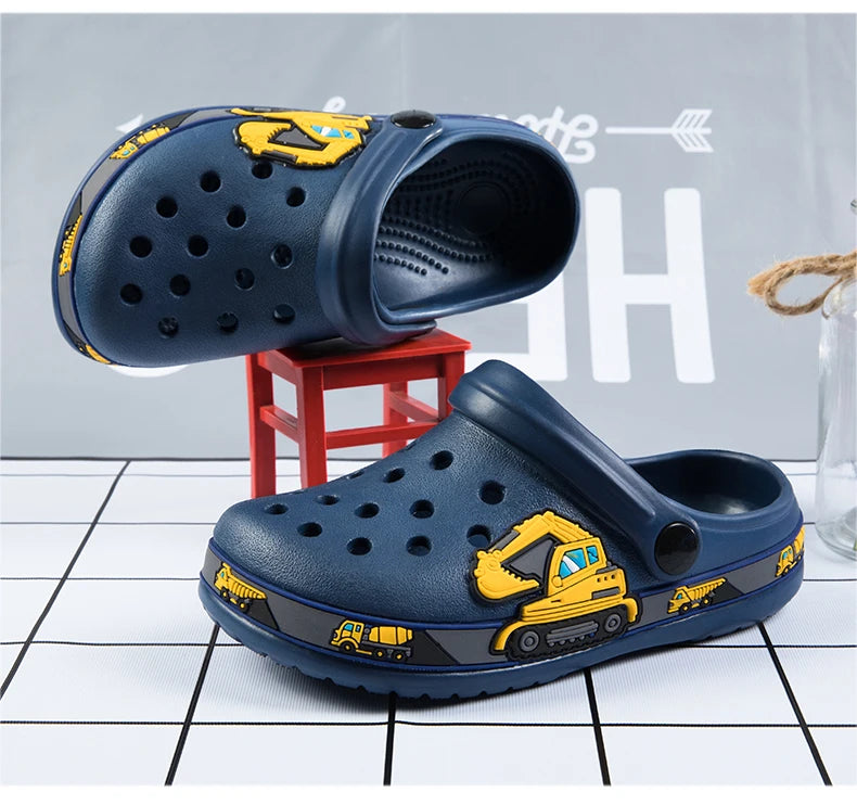Baby Boys Cartoon Excavator Clogs