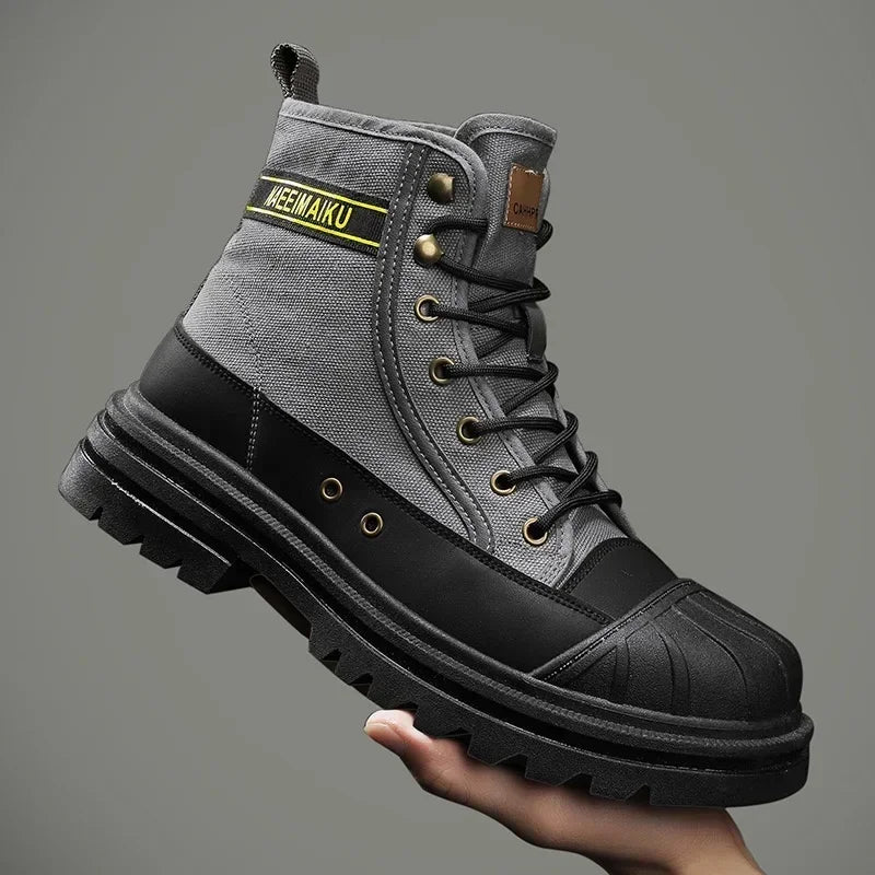 Men’s Breathable Canvas High-Top Casual Boots