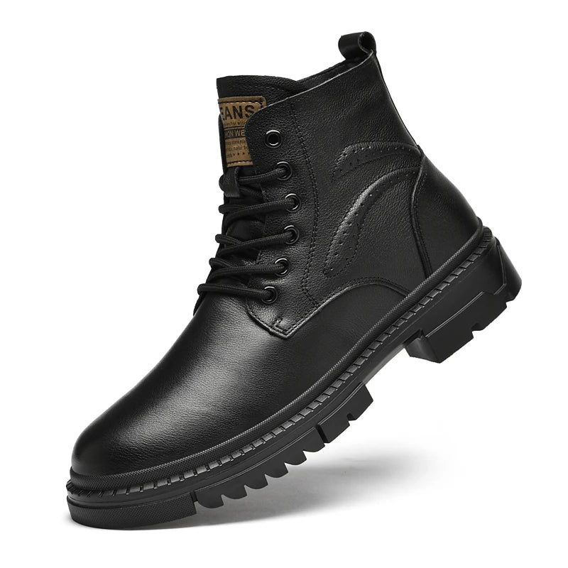 Men’s Genuine Leather Black Ankle Boots