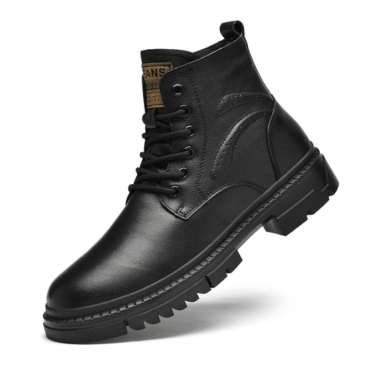 Men’s Genuine Leather Black Ankle Boots
