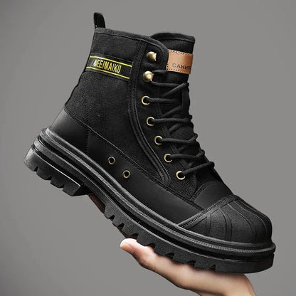 Men’s Breathable Canvas High-Top Casual Boots
