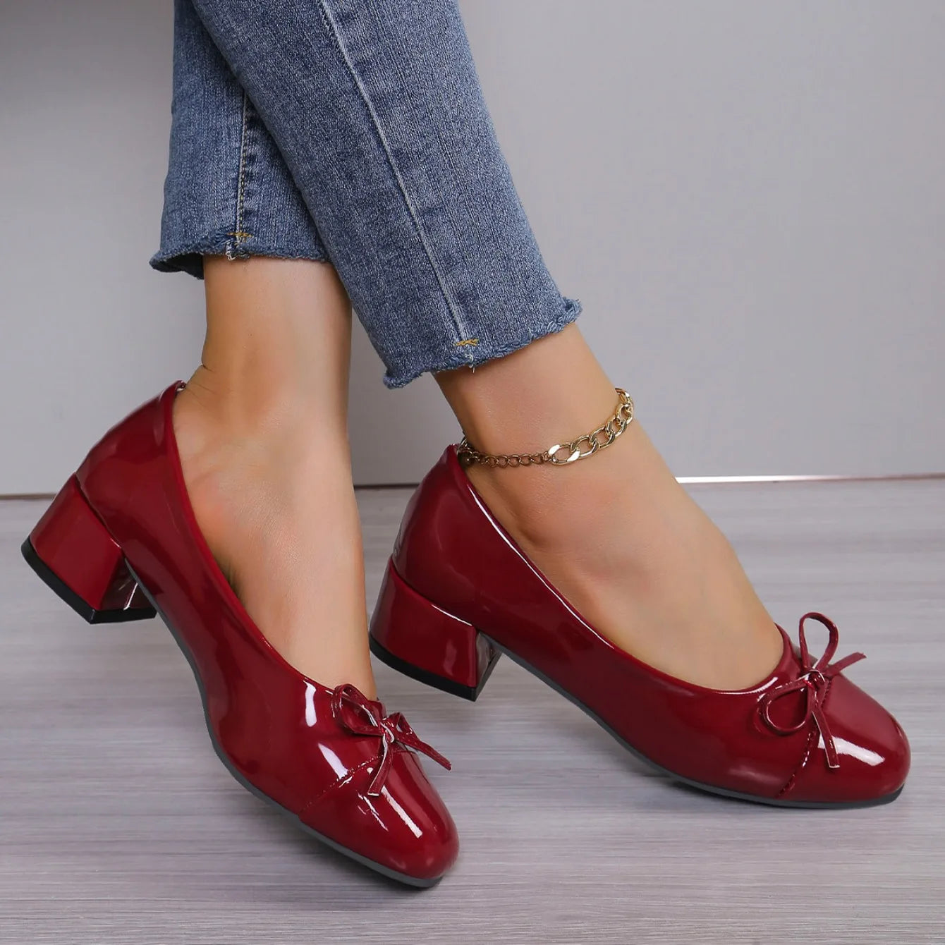 Women’s Round Toe Bow-Knot Platform Heels
