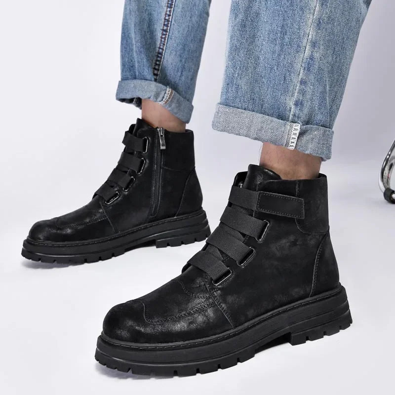 Unisex Leather Zipper Winter Boots Large Size