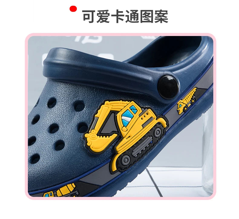 Baby Boys Cartoon Excavator Clogs